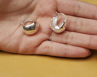 Mini dikke oorringen in sterlingzilver, mollige oorringen, dikke oorringen, zilver
