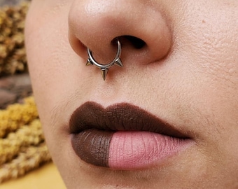 16G implantaat titanium spike septum hoepel| Scharnierend septum clicker |Zilveren neuspiercing| Punk septumsieraden| Cadeau voor piercingliefhebber