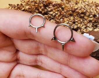 Lobal Domination 16g Hinged Segment Ring – Septum Clicker With Spikes & Double Balls – Surgical Steel