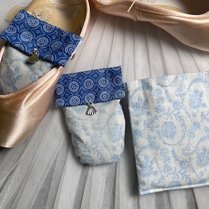 Pointe Shoe Dryer *Lavender scented. Blue flower fabic with Giselle charms.