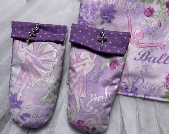 Pointe Shoe Dryer *spring scented.  Ballet dancers with purple fabric.  Silver dancer charms.