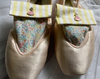 Pointe Shoe Dryer *lavender scented, spring flowers with yellow stripes and peak peasant dress charms