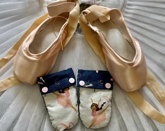 Pointe Shoe Dryer *Evergreen scented- Navy blue, ballerinas with pink buttons
