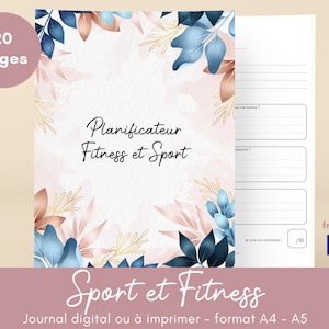 Fitness and sports planner, training journal in French A4 and A5, well-being and fitness tracking, bodybuilding weight loss