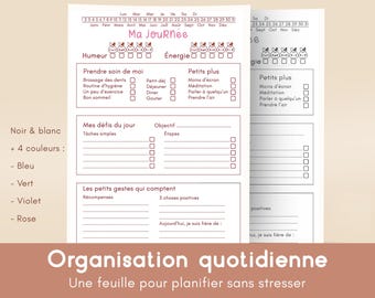 Mood tracker, Day organizer, Planner in French, Depression relief, Daily diary, To-do list, Neurodiversity tool