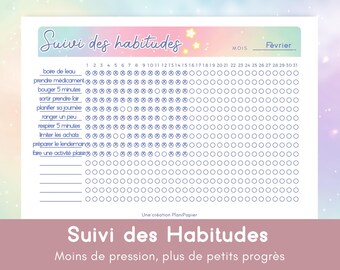 Monthly Habit Tracker PDF – Printable Rainbow Habit Tracker, Goal Planner, Mental Health Organization