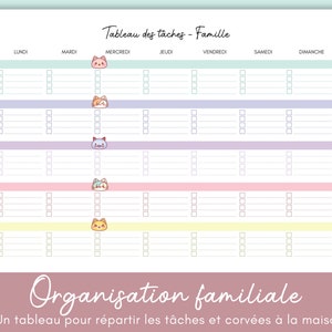 Gezinskaart voor het organiseren van taken en klusjes, A4-vel om af te drukken, schema voor het hele gezin, schoonmaken, opruimen, huiswerk