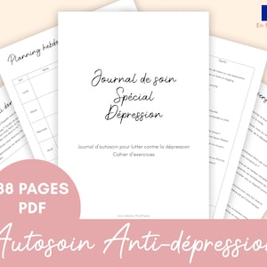 Anti Depression Self Care Journal, Printable or App Useable, Tips and Exercises, Minimalist Depression PDF File