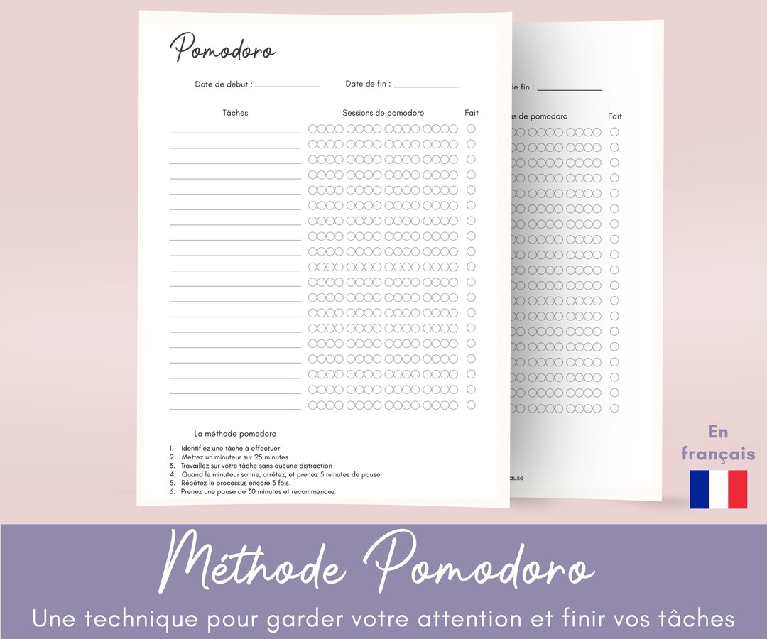 Printable Pomodoro Sheet A4 and A5 PDF Format, Tool for Concentration ...