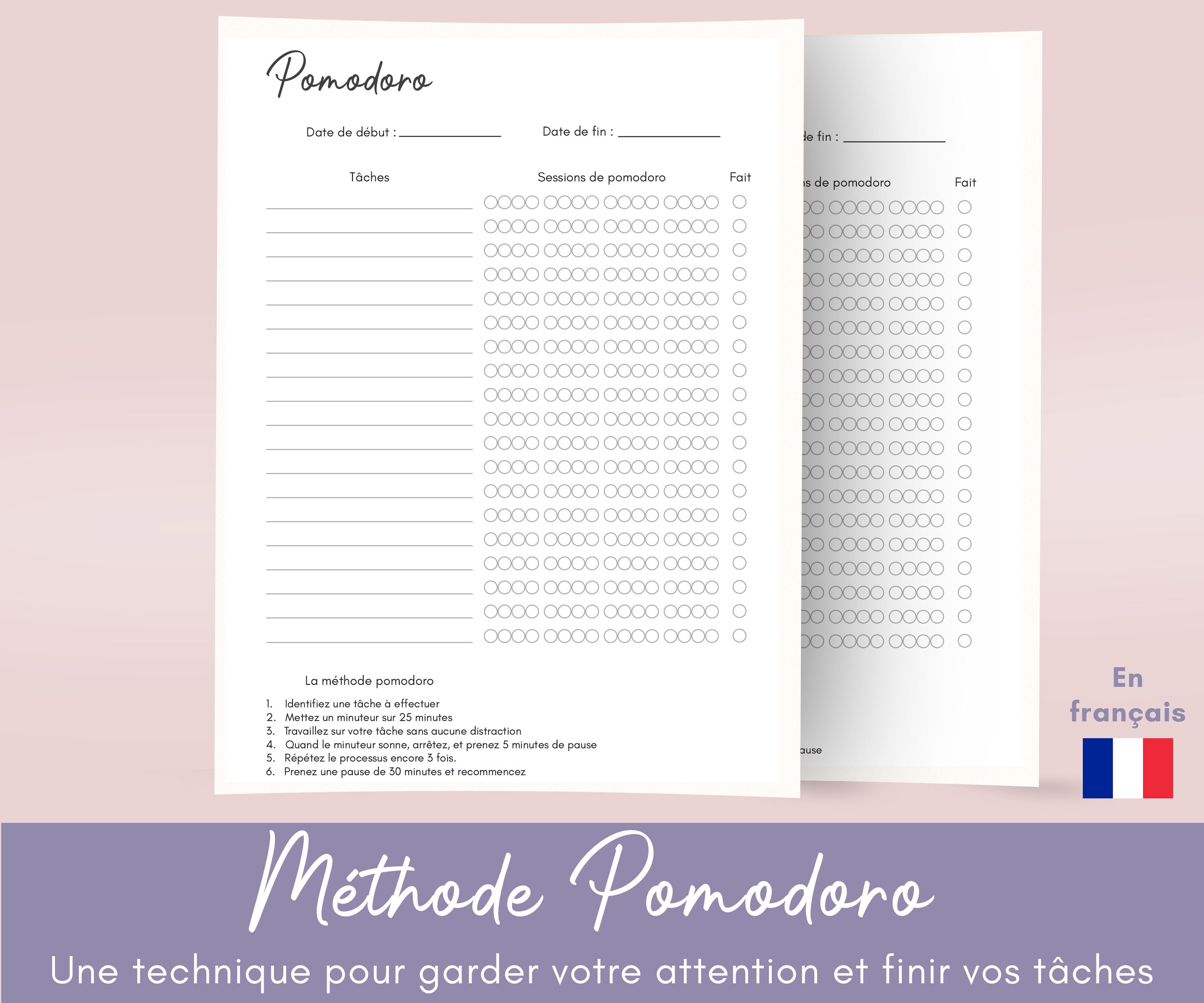 Printable Pomodoro Sheet A4 and A5 PDF Format, Tool for Concentration ...