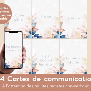 Cartes de communication pour adulte autiste non-verbal, parole TSA, gérer l'autisme au quotidien, à imprimer ou utiliser sur smartphone