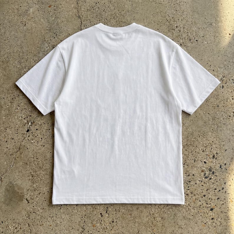 Puede incluir: Una camiseta blanca lisa de manga corta. La camiseta est&aacute; hecha de una tela suave y opaca y tiene cuello redondo. La parte trasera de la camiseta es visible, mostrando el dise&ntilde;o y la construcci&oacute;n simples.