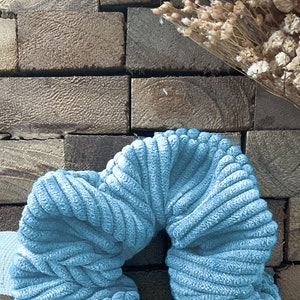 Chouchou cheveux scrunchie velours côtelé bleu ciel imagem 8