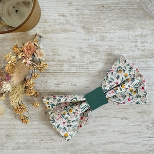 Two-tone white and green liberty bow tie image 1