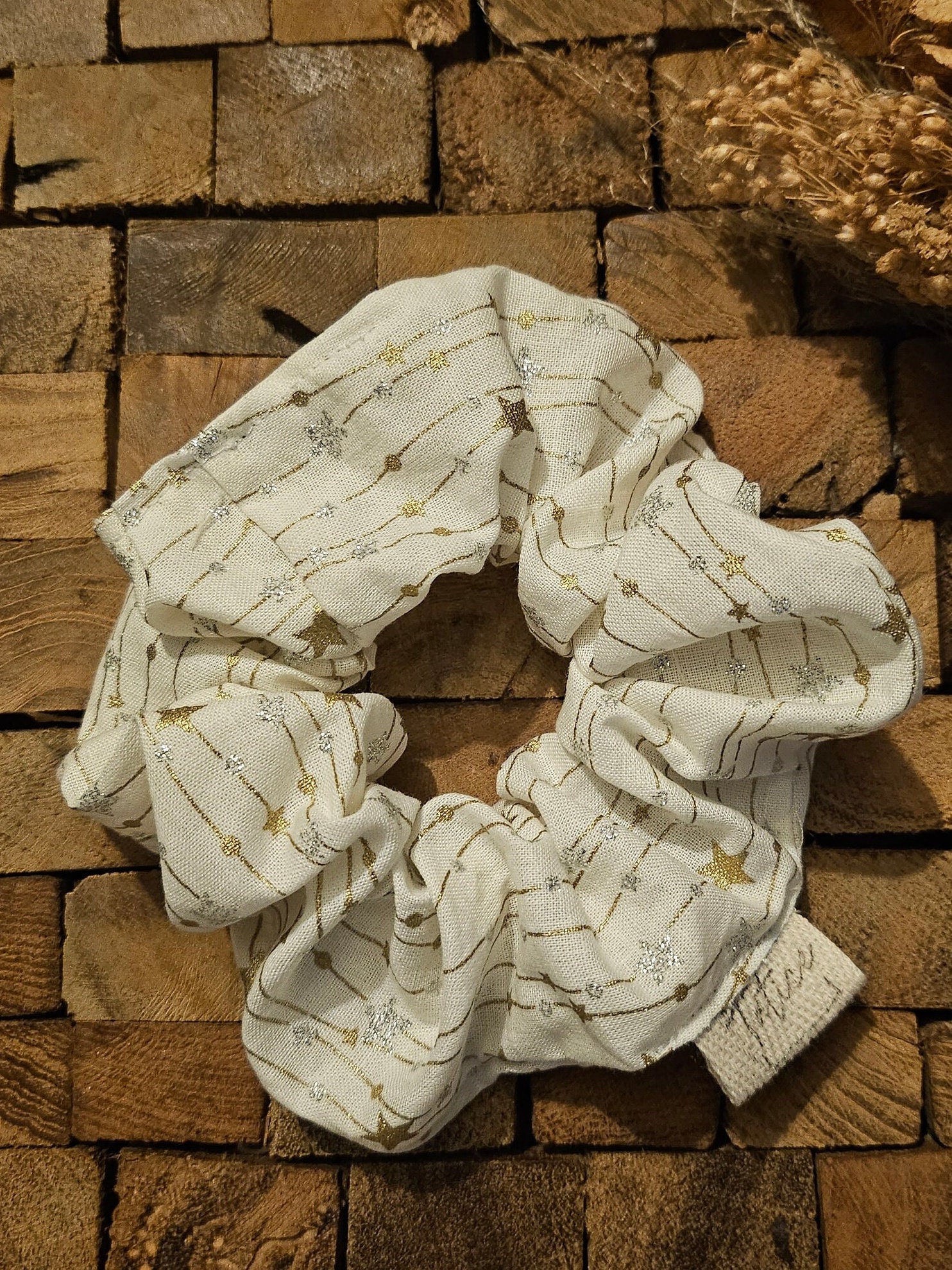 ChihiroBELLA✨Chouchou - Large / White Chouchou Hair Scrunchie White Stars Gold/silver - Etsy