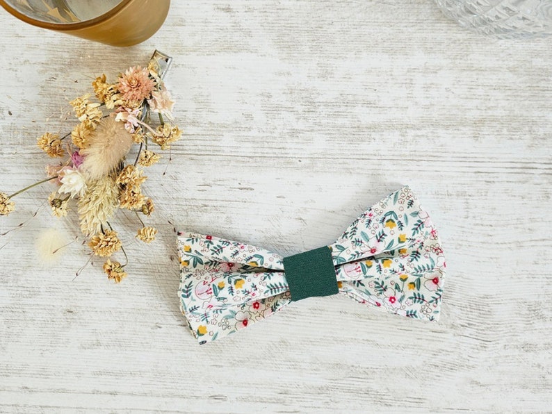 Two-tone white and green liberty bow tie image 6