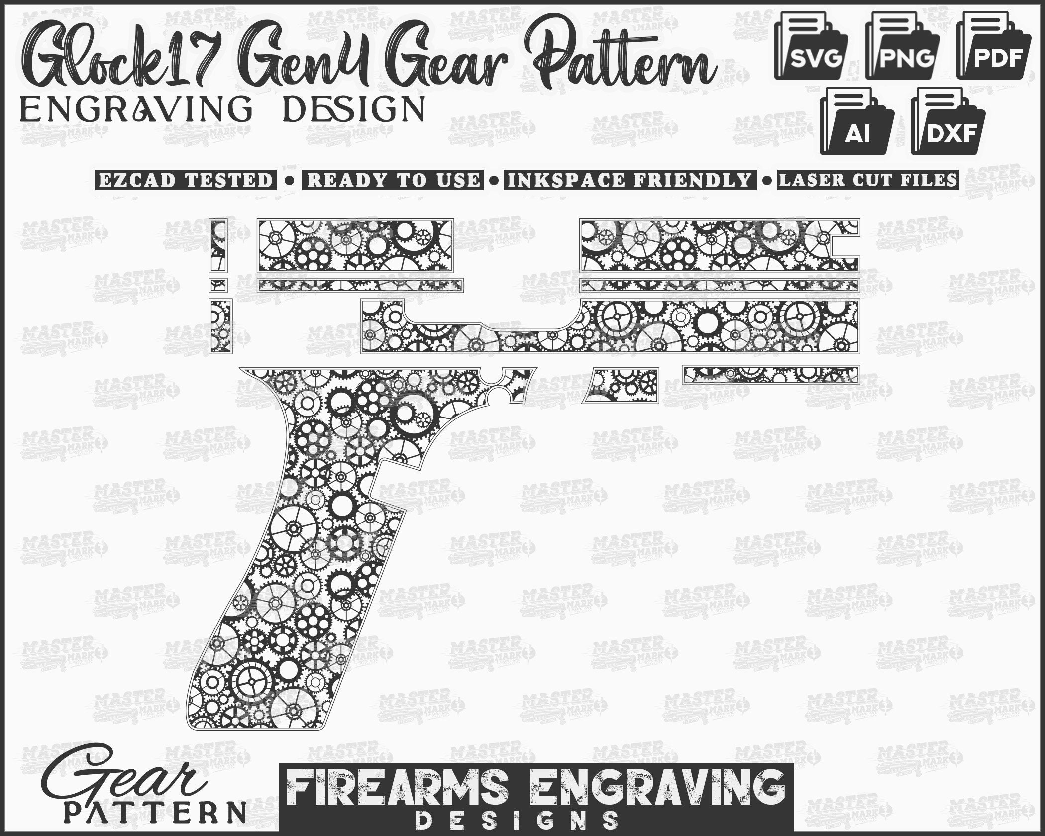 Glock17 Gen4 Firearms Mechanical Gear Pattern Laser Engraving Design ...