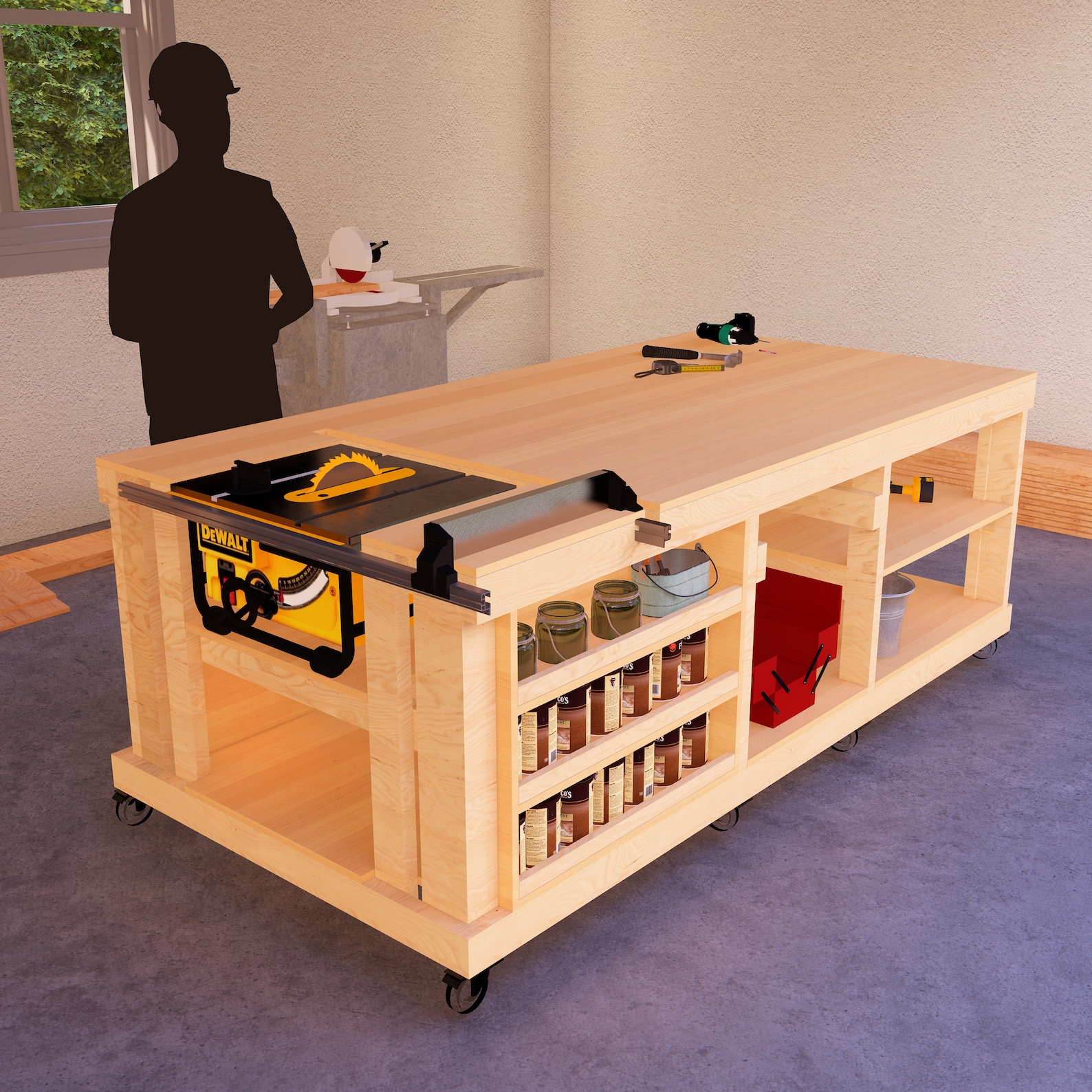 Workspace Bench Woodworking Bench Plans Comprehensive DIY Blueprint, Expertly Designed ...