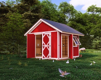 DIY Wooden Shed Plans - 12&#39;x12&#39; Storage Solution for Garden Tools, Easy Step-by-Step Guide with 3D Visuals for Beginners and Experts