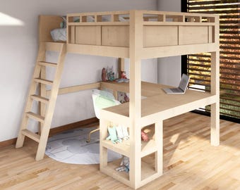 Multifunctional Bunk Bed DIY Plan, Desk, Couch, Bed Combo
