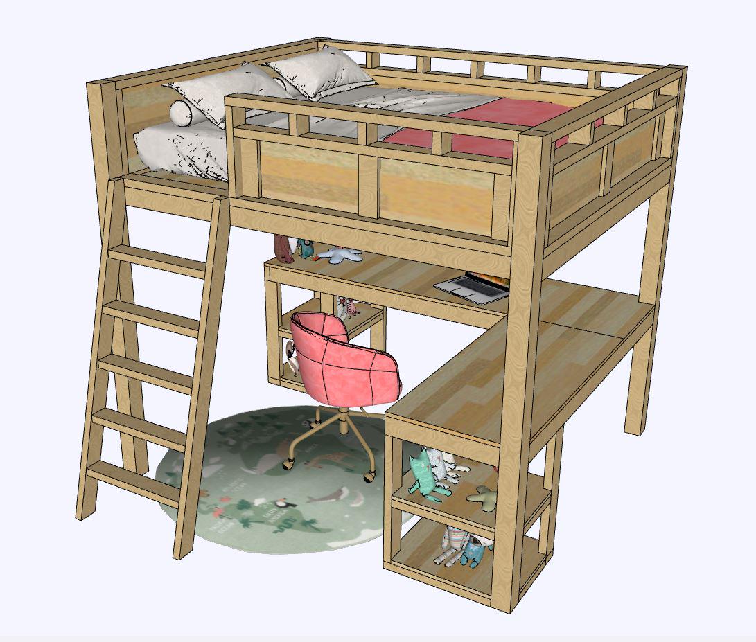 2x Multi Functional Bunk Bed DIY Plan, Study Desk, Couch, and Bed Combo ...