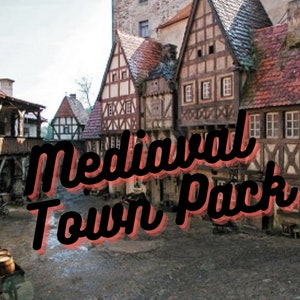 Medival Town 3d Model STL File Pack , 4gb MEga  Building PAck, MEdiaval Building And Figure Pack