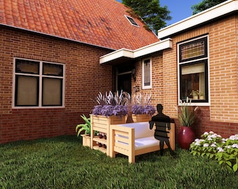 DIY Garden Bench Planter Plans, Outdoor Seating (PDF Pattern)