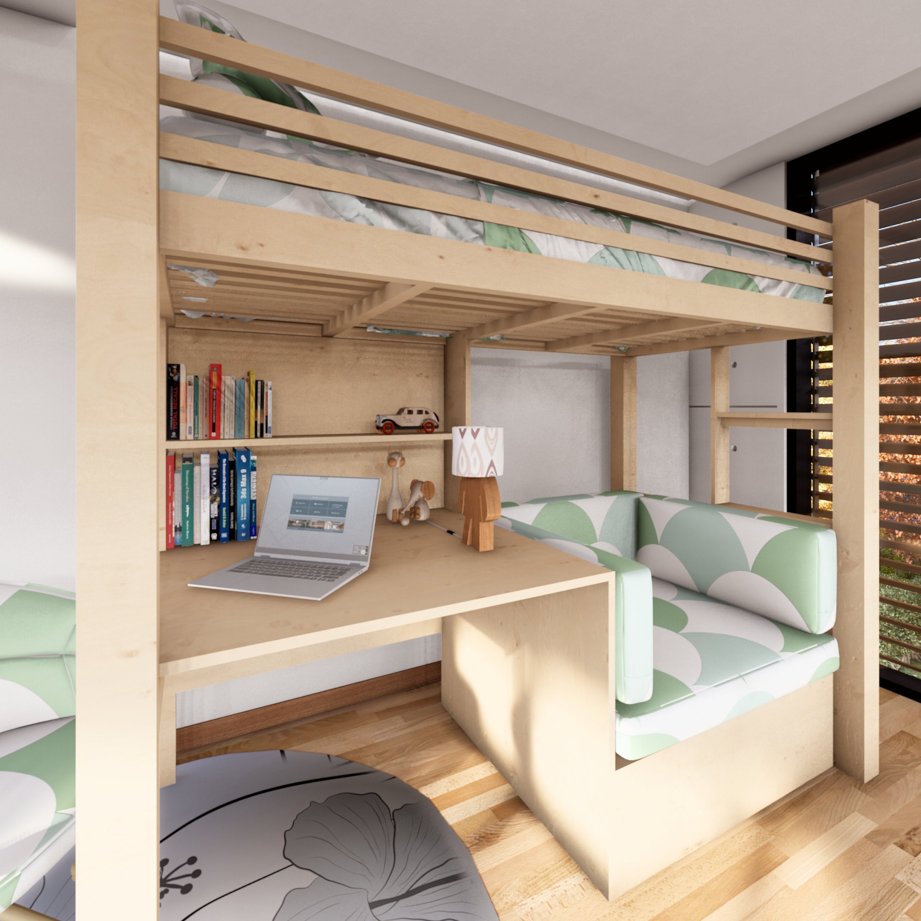 Multi Functional Bunk Bed DIY Plan Study Desk Couch and Bed Combo Transformative Bunk Bed Blueprint Spacesaving Kid S Room Solution Etsy