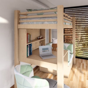 Multi Functional Bunk Bed DIY Plan, Study Desk, Couch, and Bed Combo, Transformative Bunk Bed Blueprint, SpaceSaving Kid s Room Solution image 4