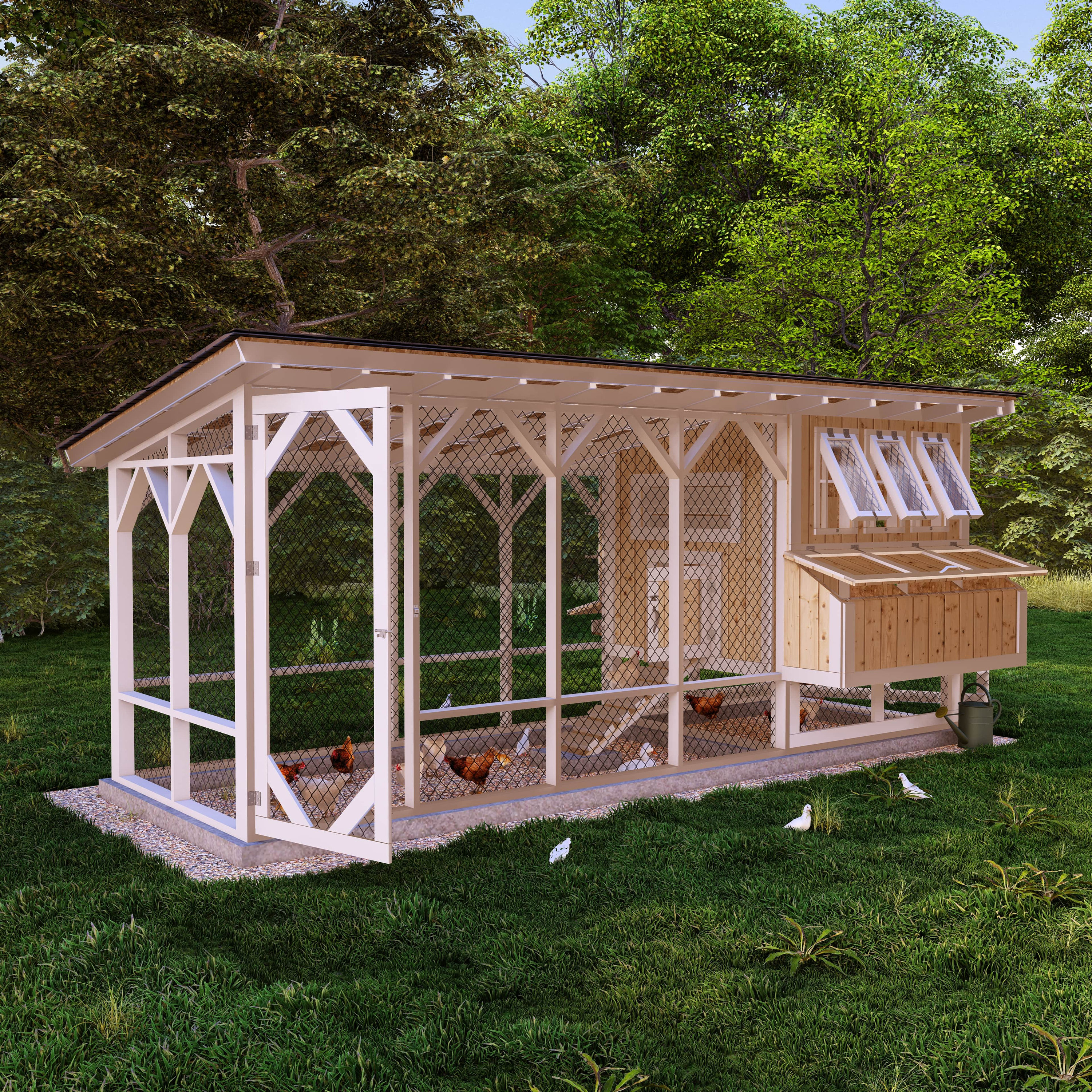 DIY Chicken Coop Plans: 6x6 ft with Run - Blueprint for 16 Chickens Expertly Crafted Woodworking 3D Chicken Coop Plans