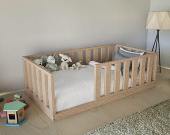 DIY Twin Montessori Floor Bed Plan – Low Frame with Rails (PDF)