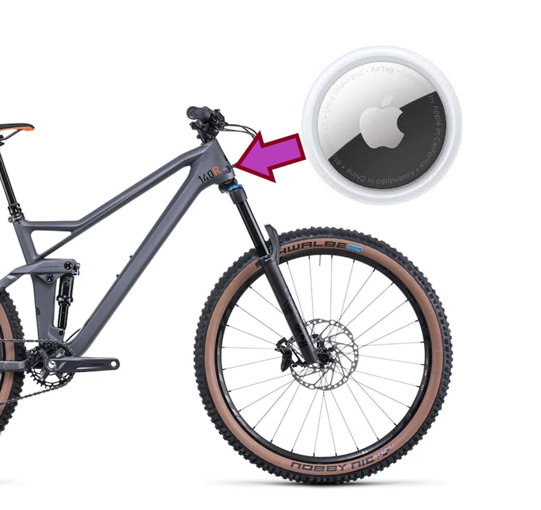 Apple AirTag Bicycle / MTB / Bike Mount inside Fork Stem Oval 33mm X