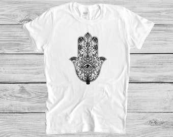 Hand der Fatima T-Shirt, Design, Good Luck T-Shirt, Hamsa T-Shirt, Schutzgeister, Psychic T-Shirt, Psychedelic T-Shirt, Yoga Kleidung