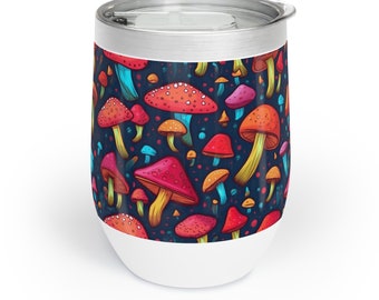 Hongos mágicos, café con hongos, té con hongos, vaso enfriador o para mantener caliente, taza para llevar, taza de café, taza para llevar té, taza de viaje, vaso de vino