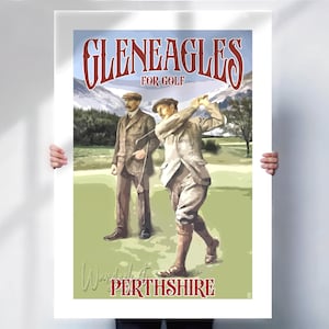 Gleneagles Golf Print - Vintage Style Travel Poster for Golf Lovers - Wall Art and Special Place Gift- Travel prints