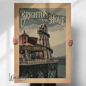 Brighton  Hove Wall Art - Retro Travel Poster- Travel prints