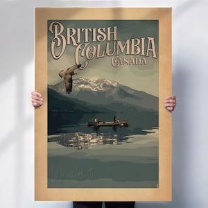 Canada Travel Art Print - Vintage style British Columbia Art Poster - Special Gift for Canada Lovers- Travel prints