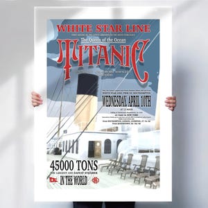 Titanic Wall Art - Retro White Star Line Print - Vintage Style Nautical Poster- Travel prints