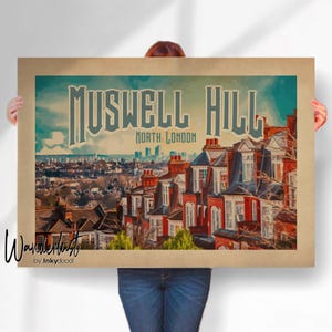 Muswell Hill Print - Vintage Style London Wall Art - Special Place Gift- Travel prints