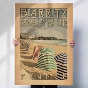Biarritz France Travel Poster: Vintage Art Deco Print