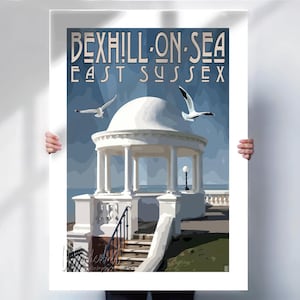 Bexhill-on-Sea, East Sussex retro style travel art print - Wall Art Poster- Travel prints
