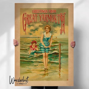 Vintage Great Yarmouth Print - Seaside Reiseposter - Geschenk für besondere Lagen