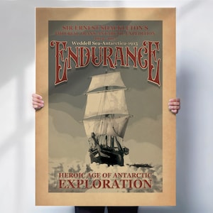 The Endurance art Print , Ernest Shackleton , Vintage style Antarctica poster , Exploration wall art