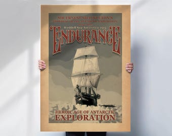 The Endurance art Print , Ernest Shackleton , Vintage style Antarctica poster , Exploration wall art
