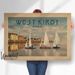 West Kirby Vintage Style Travel Poster - Sailing Wall Art - Special Place Gift- Travel prints