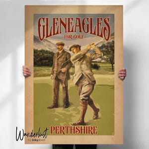 Gleneagles Golf Print - Vintage Style Travel Poster for Golf Lovers - Unique Wall Art Gift- Travel prints