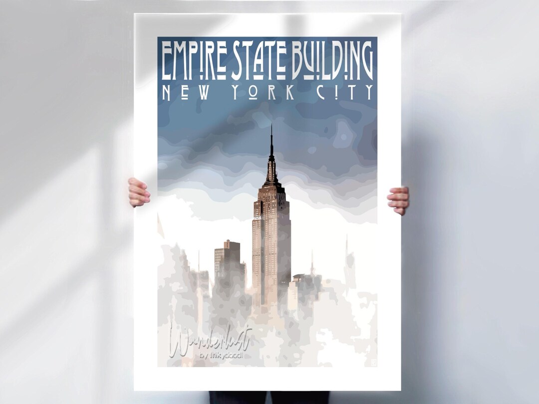 Empire State Building Art Deco Print: Vintage New York City Travel ...
