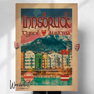 Innsbruck Poster - Travel Decor for Austria and Tyrol Lovers - Austria Travel Print - Austrian Wall Art- Travel prints