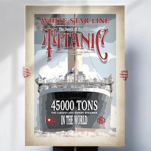 Titanic Travel Print - White Star Line Print - Aged Wall Art- Travel prints