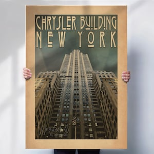 The Chrysler Building Art Deco Travel Print - Vintage style New York City Poster- Travel prints